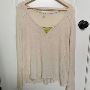 SOLD Free People Beaded V-Neck Henley Tee
